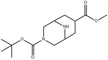 3,9-Diaza-bicyclo[3.3.1]nonane-3,7-dicarboxylic acid 3-tert-butyl ester 7-methyl ester Structure
