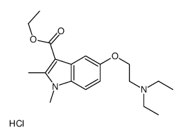 2-(3-ethoxycarbonyl-1,2-dimethylindol-5-yl)oxyethyl-diethylazanium,chloride结构式