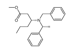 methyl (+)-(3R,αR)-3-(N-benzyl-N-α-methylbenzylamino)hexanoate Structure