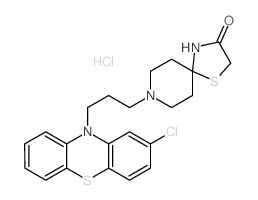 1-Thia-4,8-diazaspiro[4.5]decan-3-one,8-[3-(2-chloro-10H-phenothiazin-10-yl)propyl]-, hydrochloride (1:1) structure