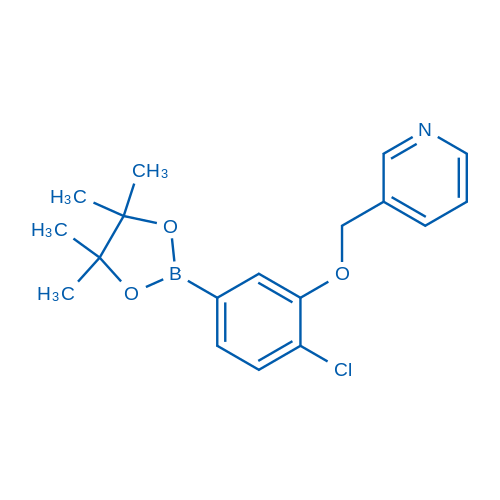 3-((2-Chloro-5-(4,4,5,5-tetramethyl-1,3,2-dioxaborolan-2-yl)phenoxy)methyl)pyridine Structure