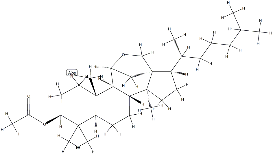 11β,18-Epoxy-19-iodo-5α-lanostan-3β-ol acetate结构式