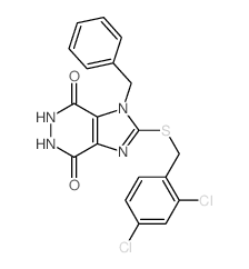 9-benzyl-8-[(2,4-dichlorophenyl)methylsulfanyl]-3,4,7,9-tetrazabicyclo[4.3.0]nona-7,10-diene-2,5-dione结构式
