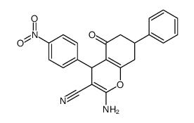 2-amino-4-(4-nitrophenyl)-5-oxo-7-phenyl-4,6,7,8-tetrahydrochromene-3-carbonitrile Structure