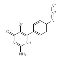 [4-(2-amino-5-bromo-6-oxo-3H-pyrimidin-4-yl)phenyl]imino-imino-azanium结构式