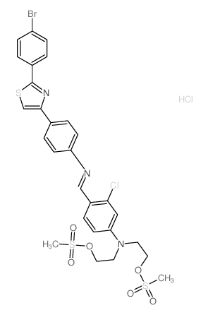 4-[[4-[2-(4-bromophenyl)-1,3-thiazol-4-yl]phenyl]iminomethyl]-3-chloro-N,N-bis(2-methylsulfonyloxyethyl)aniline structure