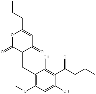 3-[[2,4-Dihydroxy-6-methoxy-3-(1-oxobutyl)phenyl]methyl]-6-propyl-2H-pyran-2,4(3H)-dione结构式