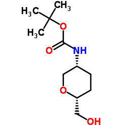 tert-butyl ((3R,6S)-6-(hydroxymethyl)tetrahydro-2H-pyran-3-yl)-carbamate Structure