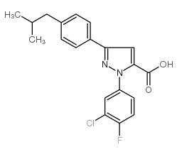 1-(3-chloro-4-fluorophenyl)-3-(4-isobutylphenyl)-1h-pyrazole-5-carboxylic acid structure