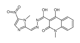 4-hydroxy-1-methyl-N-[(E)-(1-methyl-5-nitroimidazol-2-yl)methylideneamino]-2-oxoquinoline-3-carboxamide结构式