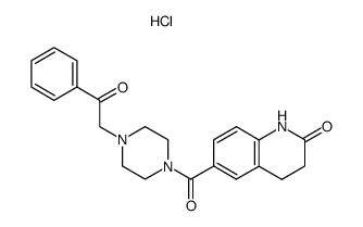 6-[4-(2-Oxo-2-phenyl-ethyl)-piperazine-1-carbonyl]-3,4-dihydro-1H-quinolin-2-one; hydrochloride Structure