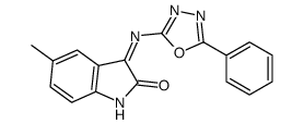 5-Methyl-3-(5-phenyl-1,3,4-oxadiazol-2-ylimino)-2-indolinone Structure