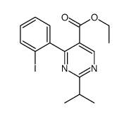 Ethyl 4-(2-iodophenyl)-2-isopropyl-5-pyrimidinecarboxylate结构式