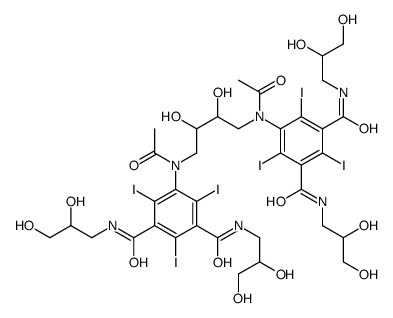 5-[acetyl-[4-[N-acetyl-3,5-bis(2,3-dihydroxypropylcarbamoyl)-2,4,6-triiodoanilino]-2,3-dihydroxybutyl]amino]-1-N,3-N-bis(2,3-dihydroxypropyl)-2,4,6-triiodobenzene-1,3-dicarboxamide Structure