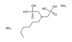 diammonium dihydrogen [(hexylimino)bis(methylene)]bisphosphonate structure