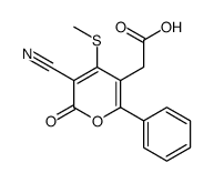 2-(5-cyano-4-methylsulfanyl-6-oxo-2-phenylpyran-3-yl)acetic acid结构式