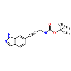 2-Methyl-2-propanyl [3-(1H-indazol-6-yl)-2-propyn-1-yl]carbamate结构式