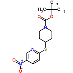 4-(5-Nitro-pyridin-2-ylsulfanyl)-piperidine-1-carboxylic acid tert-butyl ester structure