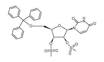 2',3'-di-O-mesyl-5'-O-trityl-(1-β-D-lyxofuranosyl)uracil Structure