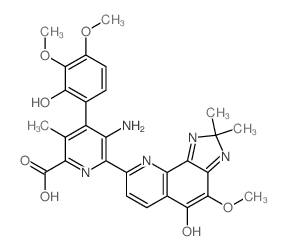 2-Pyridinecarboxylicacid,5-amino-4-(2-hydroxy-3,4-dimethoxyphenyl)-6-(5-hydroxy-4-methoxy-2,2-dimethyl-2H-imidazo[4,5-h]quinolin-8-yl)-3-methyl- structure