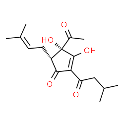 (4S)-4-Acetyl-3,4β-dihydroxy-5β-(3-methyl-2-butenyl)-2-(3-methyl-1-oxobutyl)-2-cyclopenten-1-one Structure