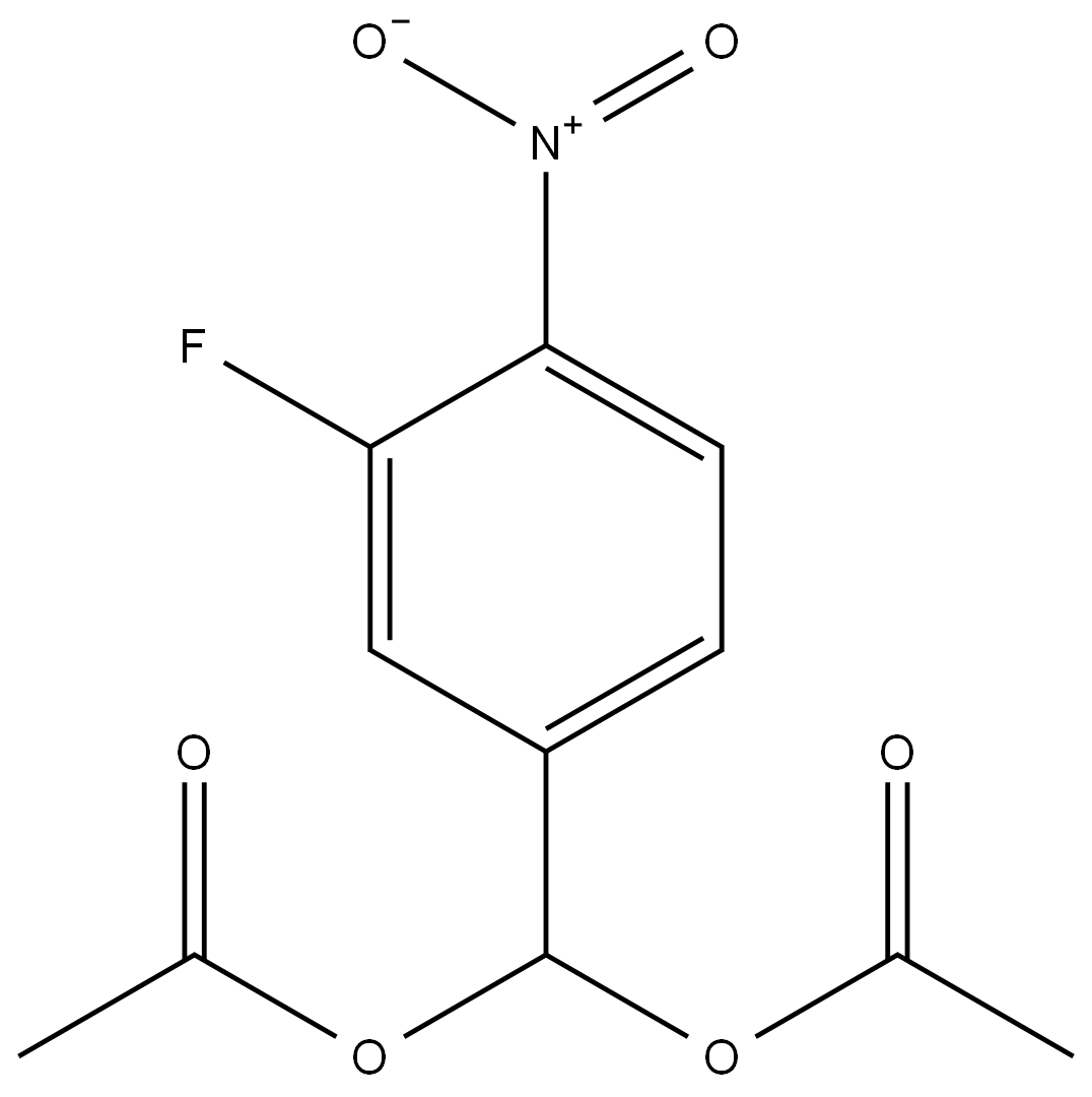 (3-氟-4-硝基苯基)亚甲基二醋酸盐结构式
