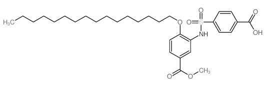 Benzoic acid,3-[[(4-carboxyphenyl)sulfonyl]amino]-4-(hexadecyloxy)-, 1-methyl ester structure