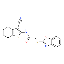 2-(1,3-Benzoxazol-2-ylsulfanyl)-N-(3-cyano-4,5,6,7-tetrahydro-1-benzothiophen-2-yl)acetamide结构式