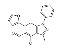 1-Ph-3-Me-4-Cl-5-HOC-6-Fur-2-yl-6,7-H2-indazol Structure