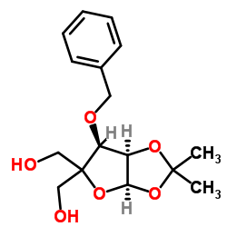 3-O-Benzyl-4-C-hydroxymethyl-1,2-O-isopropylidene-alpha-D-ribofuranose structure