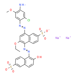 4-[(4-Amino-2-chloro-5-methoxyphenyl)azo]-2-ethoxy-2'-hydroxy-[1,1'-azobisnaphthalene]-6,6'-disulfonic acid disodium salt结构式