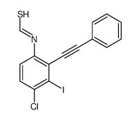 N-[4-chloro-3-iodo-2-(2-phenylethynyl)phenyl]methanethioamide Structure