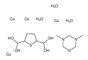 copper,[5-(dihydroxymethyl)thiolan-2-yl]methanediol,3,5-dimethyl-1,3,5-oxadiazinane,trihydrate Structure