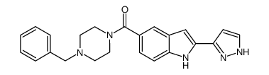 5-[(4-benzylpiperazin-1-yl)carbonyl]-2-(1H-pyrazol-3-yl)-1H-indole Structure