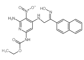 ethyl N-[6-amino-4-[[(2E)-2-hydroxyimino-2-naphthalen-2-yl-ethyl]amino]-5-nitro-pyridin-2-yl]carbamate结构式
