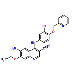 6-amino-4-[3-chloro-4-(pyridin-2-ylmethoxy)anilino]-7-ethoxyquinoline-3-carbonitrile structure