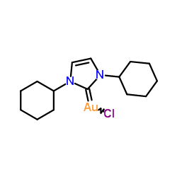 氯[1,3-双(环己基)2H-咪唑-2-亚甲基]金(I)结构式