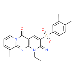 3-[(3,4-dimethylphenyl)sulfonyl]-1-ethyl-2-imino-10-methyl-1,2-dihydro-5H-dipyrido[1,2-a:2,3-d]pyrimidin-5-one结构式