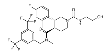 1,4-Piperidinedicarboxamide, N4-[[3,5-bis(trifluoromethyl)phenyl]methyl]-3-(4-fluoro-2-methylphenyl)-N1-(2-hydroxyethyl)-N4-methyl-, (3R,4R)-rel Structure