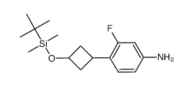 3-fluoro-4-(3-{tert-butyldimethylsilyloxy}-cyclobutyl)aniline Structure