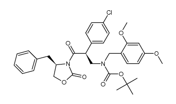 tert-butyl 2,4-dimethoxybenzyl((S)-3-((R)-4-benzyl-2-oxooxazolidin-3-yl)-2-(4-chlorophenyl)-3-oxopropyl)carbamate结构式