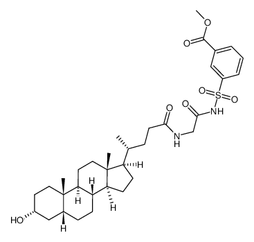 3-{2-[(R)-4-((3R,5R,8R,9S,10S,13R,14S,17R)-3-hydroxy-10,13-dimethyl-hexadecahydro-cyclopenta[a]phenanthren-17-yl)-pentanoylamino]-acetylsulfamoyl}-benzoic acid methyl ester结构式