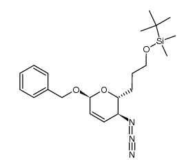 (2R,3S,6S)-3-azido-6-(benzyloxy)-3,6-dihydro-2-(3-tert-butyldimethylsilyloxypropyl)-2H-pyran结构式