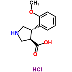 (+/-)-TRANS-4-(2-METHOXYPHENYL)PYRROLIDINE-3-CARBOXYLIC ACID HYDROCHLORIDE结构式