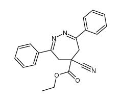 5-Cyano-5-ethoxycarbonyl-5,6-dihydro-3,7-diphenyl-4H-1,2-diazepine结构式