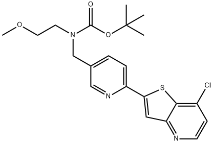 tert-butyl ((6-(7-chlorothieno[3,2-b]pyridin-2-yl)pyridin-3-yl)methyl)(2-methoxyethyl)carbamate结构式