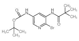 tert-Butyl 6-bromo-5-pivalamidopyridin-3-ylcarbamate结构式