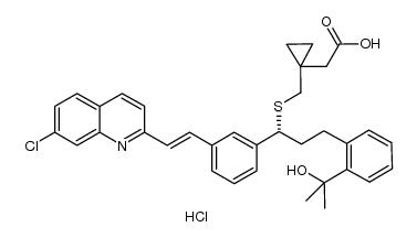 2-(1-((((R)-1-(3-((E)-2-(7-chloroquinolin-2-yl)vinyl)phenyl)-3-(2-(2-hydroxypropan-2-yl)phenyl)propyl)sulfanyl)methyl)cyclopropyl) acetic acid hydrochloride结构式