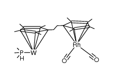 {WH5(trimethylphosphine)}{η5,η5-bis(tetramethylcyclopentadienyl)CH2CH2}{rhodium(dicarbonyl)}结构式