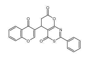 5-(4-oxo-4H-chromen-3-yl)-2-phenyl-5,6-dihydro-4H,7H-pyrano[2,3-d][1,3]thiazine-4,7-dione Structure